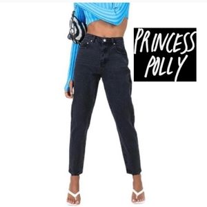 Princess Polly Straight Leg Mom Jeans Womens 12 High Rise Black